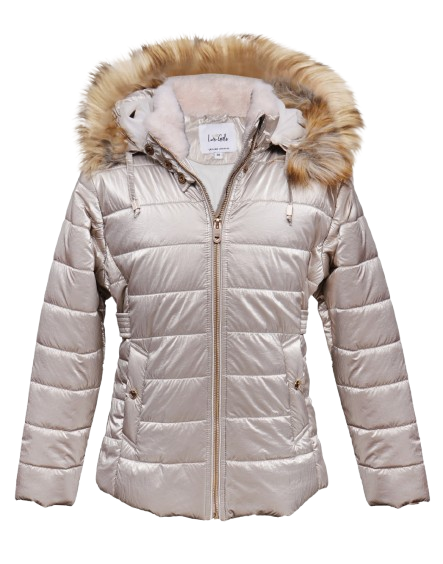 The Serene Shine Women's Puffer Jacket with Faux Fur Hood