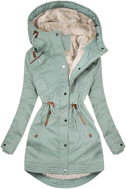 The Frost Whisper: Women's Pastel Padded Parka with Cozy Fur Lining