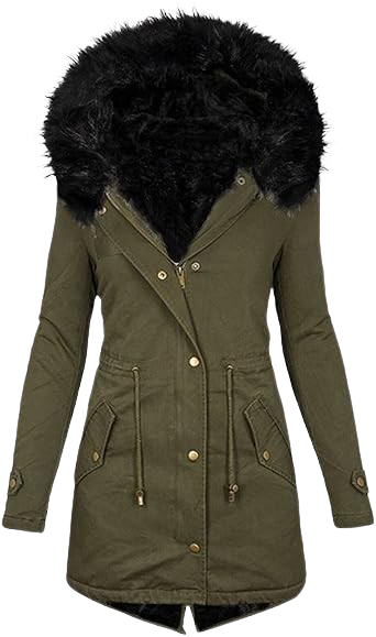 The Urban Explorer Parka: Olive Green with Black Faux Fur Trim