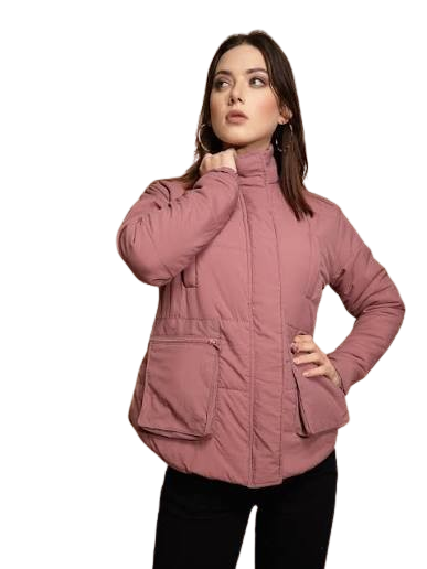 Chic Dusty Rose Quilted Utility Jacket/Parka