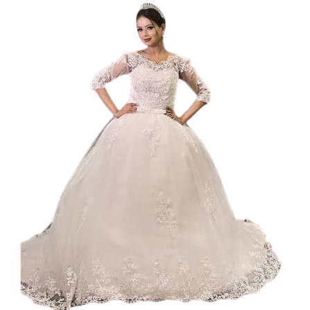 The Classic Chantilly Lace Bridal Ball Gown