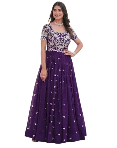 The Amethyst Embroidered Net Gown