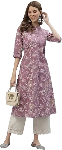 Women’s Mauve Cotton Printed Kurta with Palazzo