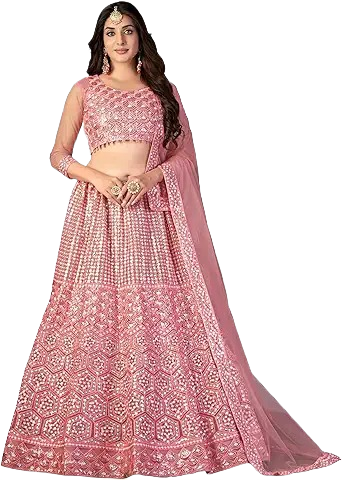 Designer Baby Pink Heavy Embroidered Lehenga Choli with Dupatta