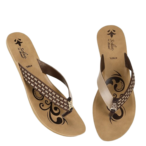 Brown & Beige Casual Flip-Flop Sandals for Women