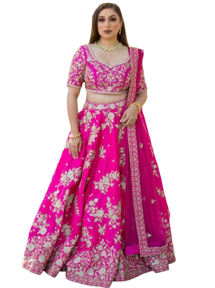 Royal Pink Embroidered Bridal Lehenga Choli