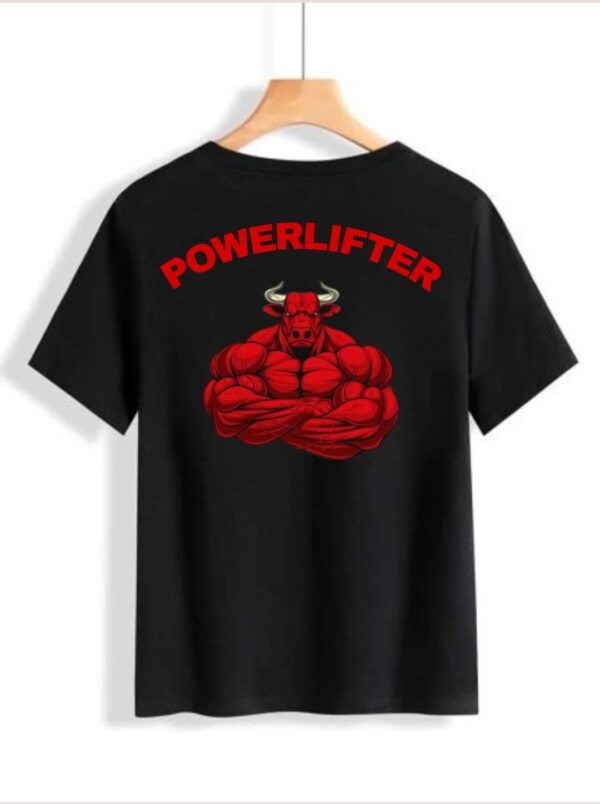 Powerlifter" Bull Graphic T-shirt