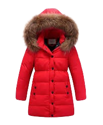 Premium Red Puffer Jacket with Detachable Faux Fur Hood